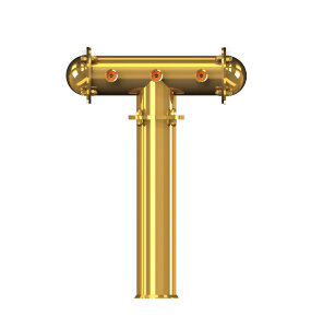 Пивная колонна "Трансформер" Т-образная на 3 сорта золото
