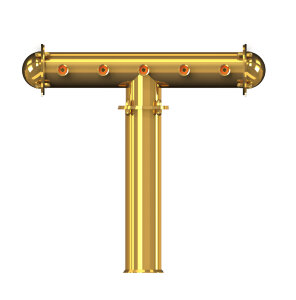 Пивная колонна "Трансформер" Т-образная на 5 сортов золото